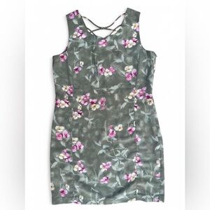 Vintage Organza Floral Green Soft Girl Fairy Garden Girl Shift Midi Dress Large